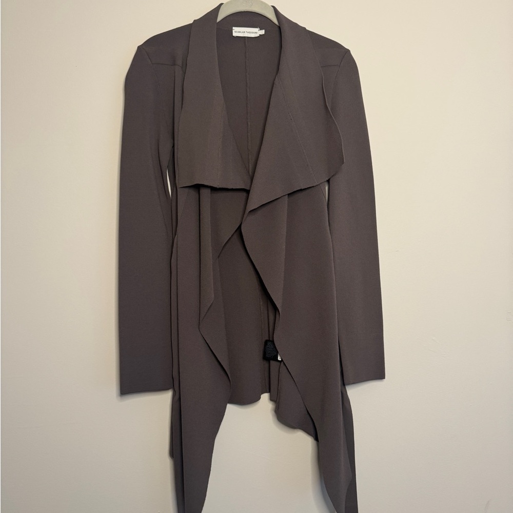 Elegant Purple Scuba Stretch Drape Jacket Scanlon Theodore